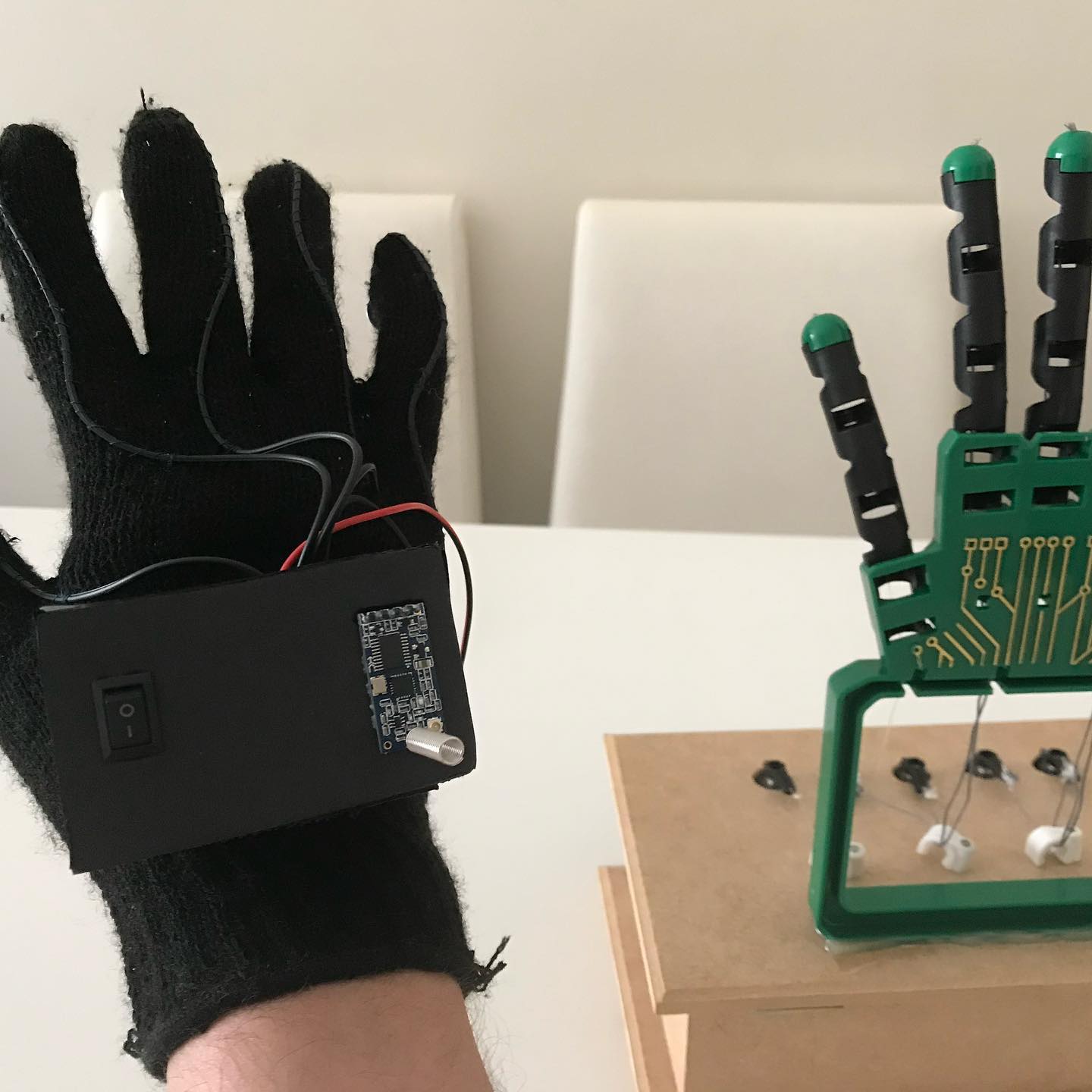 Teste da luva robótica