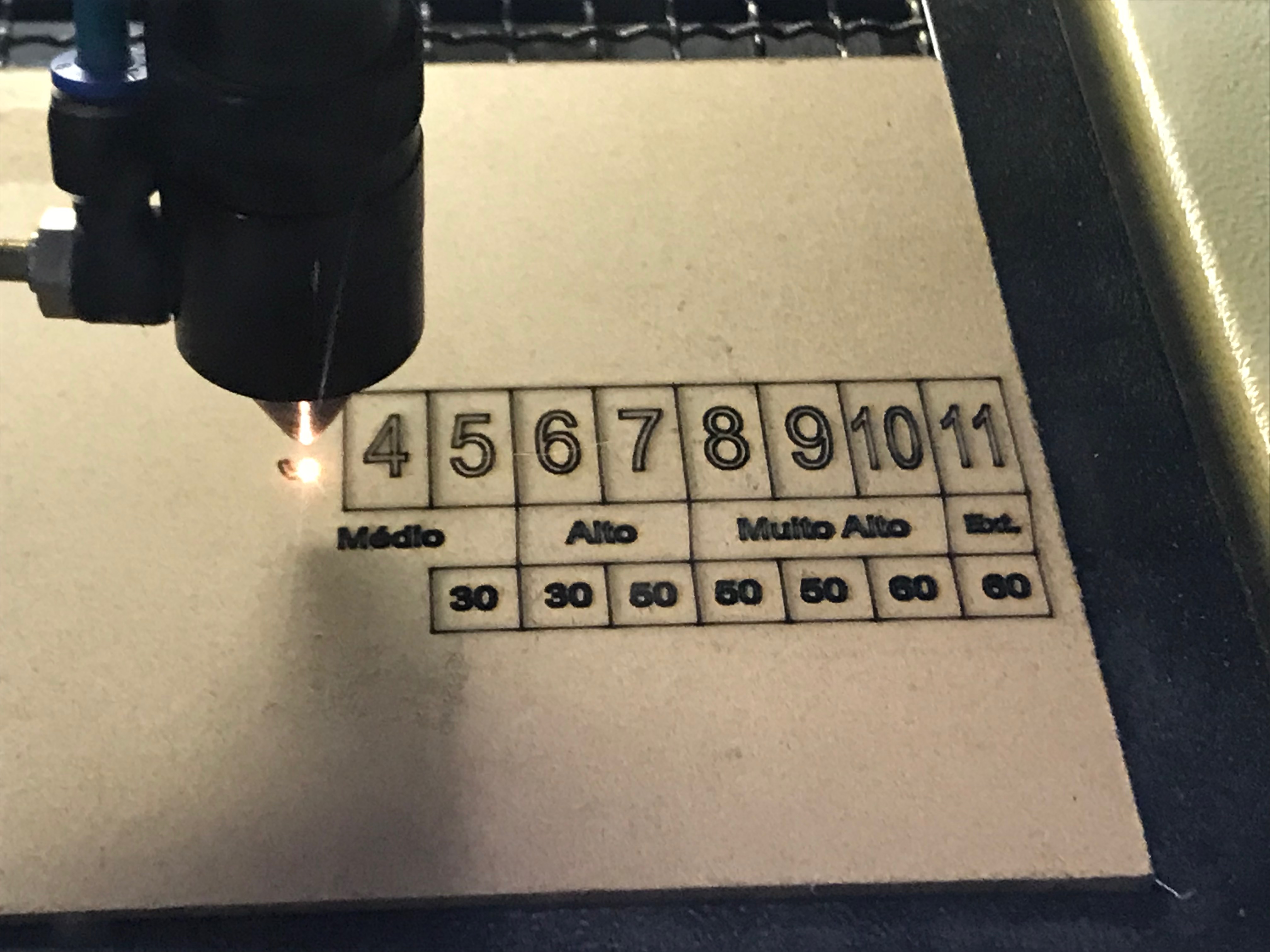 Gravando a laser a tabela UV